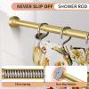 Emlaoe Gold Shower Curtain Rod 34-96 Inches(2.8-8ft) Never Rust Adjustable Shower Rod Spring Tension Non Slip No Drilling Shower Rods for Bathroom Garland Window view 2