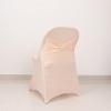 Balsa Circle Blush Spandex Folding Chair Cover Silver Rhinestone Buckled Sash Band Wedding Linens Decorations Reception Supplies view 2