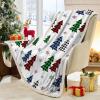 Bcsewcg Christmas Tree Throw Blanket, Rustic Winter Cabin Green and Red Check Plaid Christmas Tree Blankets for Couch Bed Decoration,Cozy Winter Throw Holiday Blanket for Sofa view 2