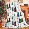 Bcsewcg Christmas Tree Throw Blanket, Rustic Winter Cabin Green and Red Check Plaid Christmas Tree Blankets for Couch Bed Decoration,Cozy Winter Throw Holiday Blanket for Sofa view 4