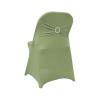 Balsa Circle Sage Green Spandex Folding Chair Cover Silver Rhinestone Buckled Sash Band Wedding Linens Decorations Reception Supplies view 1