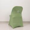 Balsa Circle Sage Green Spandex Folding Chair Cover Silver Rhinestone Buckled Sash Band Wedding Linens Decorations Reception Supplies view 2
