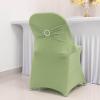 Balsa Circle Sage Green Spandex Folding Chair Cover Silver Rhinestone Buckled Sash Band Wedding Linens Decorations Reception Supplies view 4