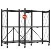 DEANIC 3 Tier Foldable Storage Shelves with Wheels, Kitchen Appliance Stand, Freestanding Metal Wire Shelf Rack, No Assembly Organizer Rolling Cart for Garage, Basement, Pantry(Black Pack of 2) view 1
