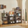 DEANIC 3 Tier Foldable Storage Shelves with Wheels, Kitchen Appliance Stand, Freestanding Metal Wire Shelf Rack, No Assembly Organizer Rolling Cart for Garage, Basement, Pantry(Black Pack of 2) view 2