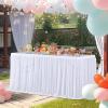 Heavyoff Khaki Tulle Table Skirt for Rectangle Tables, 4FT (L48inH30in), Wedding Reception, Birthday Party, Restaurant Meeting view 2