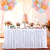 Heavyoff Khaki Tulle Table Skirt for Rectangle Tables, 4FT (L48inH30in), Wedding Reception, Birthday Party, Restaurant Meeting view 3