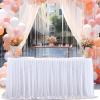 Heavyoff Khaki Tulle Table Skirt for Rectangle Tables, 4FT (L48inH30in), Wedding Reception, Birthday Party, Restaurant Meeting view 4