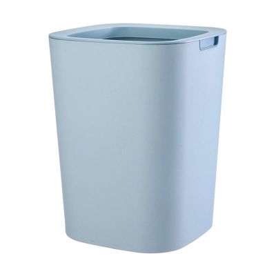 Indoor Trash Can 8/12 Liter Square Trash Can No Lid, Modern Simple Plastic Waste Basket, Open Top Garbage Can with Pressure Ring for Living Room, Bedroom, Office Decorative Household Trash Can(Blue,S)
