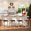 Haplized 26 French Country Bar Stools Set of 4,Upholstered Wooden Counter Stools with Rattan Back,Farmhouse Dining Chairs for Kitchen,Living Room,Bedroom,Dark Gray view 3