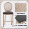 Haplized 26 French Country Bar Stools Set of 4,Upholstered Wooden Counter Stools with Rattan Back,Farmhouse Dining Chairs for Kitchen,Living Room,Bedroom,Dark Gray view 4