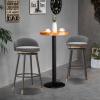 Guyifuny 360 Swivel Counter Height Bar Stools, Kitchen Bar Chairs Modern White Footrest with Low Back Velvet Dining Chairs for Kitchen Pub Dining Room Counter,Grey Black Leg,3 PCS view 2