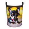 Chihuahua Dog print Dirty laundry basket Foldable round tote bag Home decor Easy collection gift basket view 1