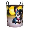 Chihuahua Dog print Dirty laundry basket Foldable round tote bag Home decor Easy collection gift basket view 2