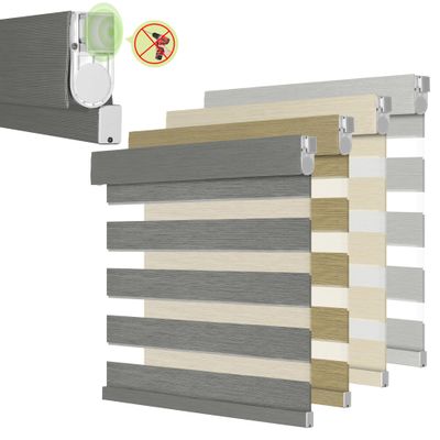 MoDanCeQ No Drill No Tools Blackout Zebra Blinds for Windows,Cordless,Premium Thick Linen Fabric,Durability,Quick Install,Free Light Control for Home,Office,Roller Shades,Grey,46.5" W x 36" H