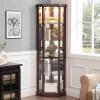 Lighted 3-Side Glass Display Cabinet with Adjustable Shelves, 70'' Tall Corner Cabinet with Anti-toppling Device & Side-hung Doors, Showcase for Antique Collection & Home Bar view 1