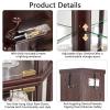 Lighted 3-Side Glass Display Cabinet with Adjustable Shelves, 70'' Tall Corner Cabinet with Anti-toppling Device & Side-hung Doors, Showcase for Antique Collection & Home Bar view 4