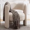VESCASA Velvet Barrel Accent Chair with Open-Back, Upholstered Side Armchair with 3 Legs, Modern Single Sofa for Living Room, Beige view 1