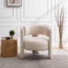 VESCASA Velvet Barrel Accent Chair with Open-Back, Upholstered Side Armchair with 3 Legs, Modern Single Sofa for Living Room, Beige view 3