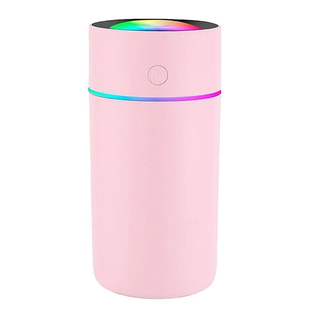 USB Car Humidifier - Portable 320ml Mini Quiet Home Aromatherapy Diffuser with Colorful Night for Office Car and Personal Cup, Travel Desk Home Bedroom Small - pink