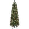 Yaheetech 6ft Pre-lit Pencil Spruce Christmas Tree, Artificial Slim Xmas Fir, Pre-Decorated for Home, Office, Party, Holiday Decor W/ 618 Tips, 200 Lights, Pine Cones, Metal Hinges & Base, Green view 1
