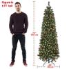 Yaheetech 6ft Pre-lit Pencil Spruce Christmas Tree, Artificial Slim Xmas Fir, Pre-Decorated for Home, Office, Party, Holiday Decor W/ 618 Tips, 200 Lights, Pine Cones, Metal Hinges & Base, Green view 3