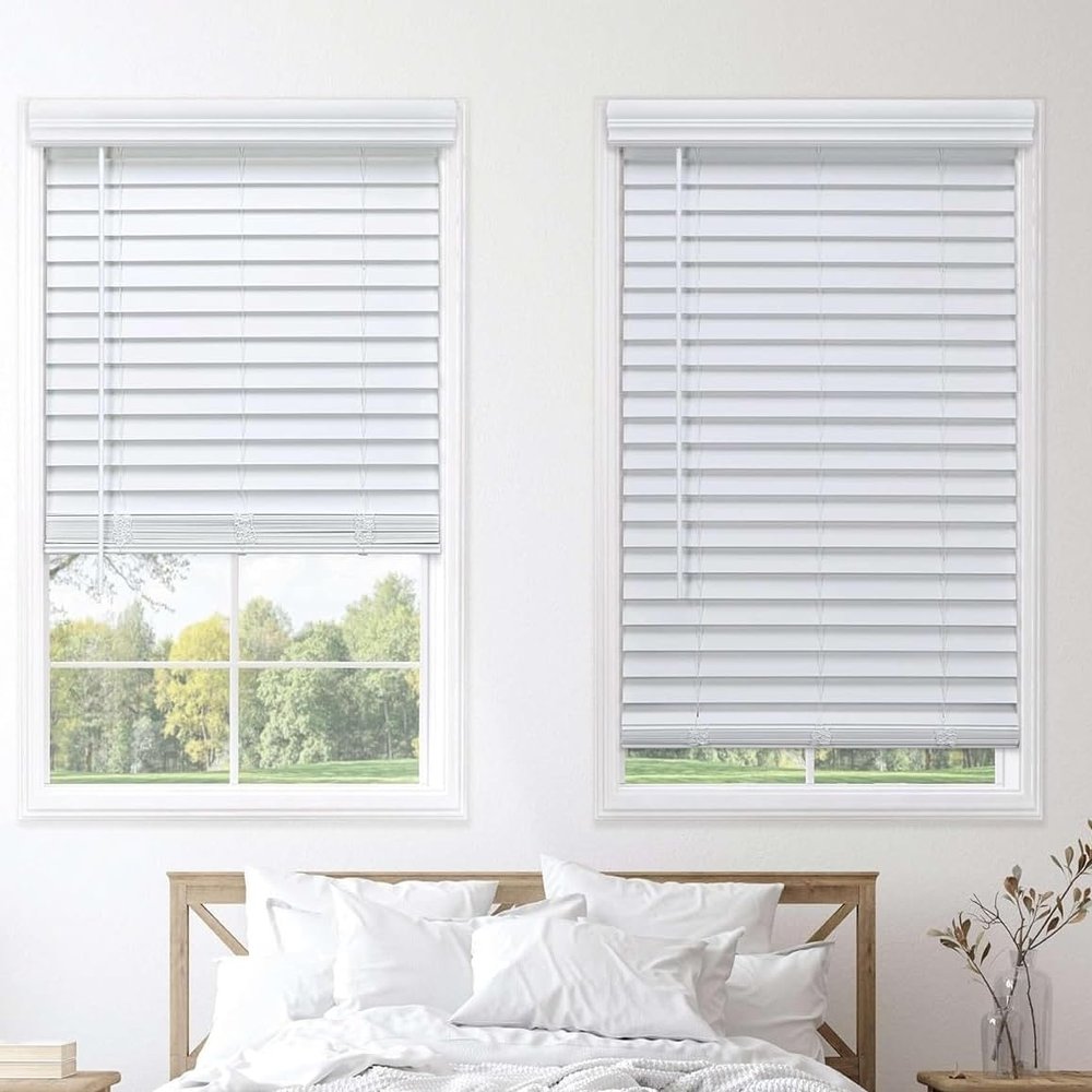 SLDSVVWD Cordless,2 Inch Faux Wood BlindWindow Blinds,Blinds&Shades,Blinds for Indoor Windows,Wooden Blinds,Vinyl Wood BlindWhite 69" Wx72 H Suitable Bedroom,Office,Living Room