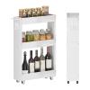 ENGENDER Kitchen Island with Storage Slim Storage Cart,3-Tier White Rolling Cart with Handle for Kitchen Bathroom Laundry Narrow Places Kitchen Islands view 1