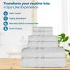 Superior Ultra-Soft Cotton Bath Towel Set, Quick-Dry, Absorbent, Shower, Spa Basics, Large Towels, Bathroom Sets, Bath Essentials, Solid, Double Line Dobby Border, 2 Pack, Set of 2, Silver Grey view 4