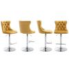 SoarTalent 33 Velvet Swivel Bar Stools Set of 4 Kitchen Counter Adjustable Height Upholstered Barstools with Silver Leg and Back for Kitchen Island, Bar, Dining Room(Gold-Silver Leg,Set of 4) view 1