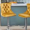 SoarTalent 33 Velvet Swivel Bar Stools Set of 4 Kitchen Counter Adjustable Height Upholstered Barstools with Silver Leg and Back for Kitchen Island, Bar, Dining Room(Gold-Silver Leg,Set of 4) view 2