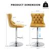 SoarTalent 33 Velvet Swivel Bar Stools Set of 4 Kitchen Counter Adjustable Height Upholstered Barstools with Silver Leg and Back for Kitchen Island, Bar, Dining Room(Gold-Silver Leg,Set of 4) view 3