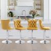 SoarTalent 33 Velvet Swivel Bar Stools Set of 4 Kitchen Counter Adjustable Height Upholstered Barstools with Silver Leg and Back for Kitchen Island, Bar, Dining Room(Gold-Silver Leg,Set of 4) view 4