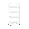ENGENDER Kitchen Island with Storage Narrow 4-Tier Rolling Cart for Home and Office Storage (White) Serving Trolley Removable Tray Rolling Kitchen Bar Cart Kitchen Islands view 1