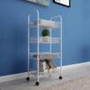 ENGENDER Kitchen Island with Storage Narrow 4-Tier Rolling Cart for Home and Office Storage (White) Serving Trolley Removable Tray Rolling Kitchen Bar Cart Kitchen Islands view 3