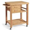 ENGENDER Kitchen Island with Storage Kitchen Island,Bamboo Island Cart, Kitchen Trolley Cart on Wheels, Rolling Kitchen Cart,2 Drawers,Towel Rack,Casters Kitchen Islands view 1