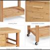 ENGENDER Kitchen Island with Storage Kitchen Island,Bamboo Island Cart, Kitchen Trolley Cart on Wheels, Rolling Kitchen Cart,2 Drawers,Towel Rack,Casters Kitchen Islands view 2