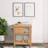 ENGENDER Kitchen Island with Storage Kitchen Island,Bamboo Island Cart, Kitchen Trolley Cart on Wheels, Rolling Kitchen Cart,2 Drawers,Towel Rack,Casters Kitchen Islands view 3