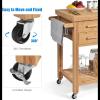 ENGENDER Kitchen Island with Storage Kitchen Island,Bamboo Island Cart, Kitchen Trolley Cart on Wheels, Rolling Kitchen Cart,2 Drawers,Towel Rack,Casters Kitchen Islands view 4