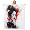 Feelyou Kids Japanese Art Geisha Fleece Throw Blanket 40"x50" Boys Girls Cherry Blossoms Plush Blanket Japanese Style Sherpa Blanket Japanese Tradition Aesthetic Fuzzy Blanket view 1