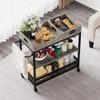 ENGENDER Kitchen Island with Storage Serving Cart for Kichen Home and Kitchen,Two Portable Trays,Multi-Functional Storage Rolling Utility Cart Kitchen Islands view 4