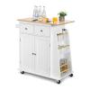 ENGENDER Kitchen Island with Storage Kitchen Island Cart, Rolling Wood Trolley with Storage Cabinet, Towel Handle, 2 Drawers, Side Spice Rack and Wine Bottle Kitchen Islands view 1