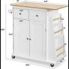 ENGENDER Kitchen Island with Storage Kitchen Island Cart, Rolling Wood Trolley with Storage Cabinet, Towel Handle, 2 Drawers, Side Spice Rack and Wine Bottle Kitchen Islands view 2