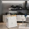 ENGENDER Kitchen Island with Storage Kitchen Island Cart, Rolling Wood Trolley with Storage Cabinet, Towel Handle, 2 Drawers, Side Spice Rack and Wine Bottle Kitchen Islands view 4