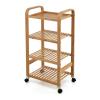 ENGENDER Kitchen Island with Storage 4-Tier Bamboo Mobile Kitchen Serving Trolley Cart with Storage Shelf and Lockable Casters Kitchen Storage Rack Furniture Kitchen Islands view 1