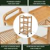 ENGENDER Kitchen Island with Storage 4-Tier Bamboo Mobile Kitchen Serving Trolley Cart with Storage Shelf and Lockable Casters Kitchen Storage Rack Furniture Kitchen Islands view 4
