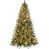 Yaheetech 6ft Pre-lit Frosted Artificial Hinged Christmas Tree with 818 Flocked PVC Tips,62 Pine Cones,62 Holly Berries & 250 Warm White Lights,Foldable Stand,Green view 1
