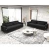 2PCS Mid-Century Modern Velvet Sofa for 4~6 People, 84 inches Loveseat Large Sectional Couch with Gold Metal Leg & 2 Pillows, Upholstered Deep Seat Couches for Living Room, Bedroom Home, Office Black view 1