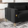 2PCS Mid-Century Modern Velvet Sofa for 4~6 People, 84 inches Loveseat Large Sectional Couch with Gold Metal Leg & 2 Pillows, Upholstered Deep Seat Couches for Living Room, Bedroom Home, Office Black view 3
