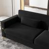 2PCS Mid-Century Modern Velvet Sofa for 4~6 People, 84 inches Loveseat Large Sectional Couch with Gold Metal Leg & 2 Pillows, Upholstered Deep Seat Couches for Living Room, Bedroom Home, Office Black view 4